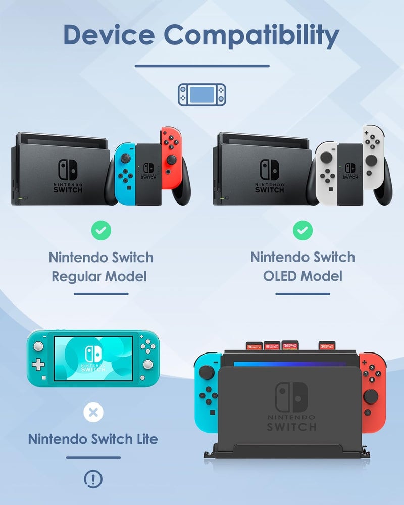 Nargos Wall Mount for Nintendo Switch and Switch OLED with 28 Game Card Holders and 4 Joy Con Hooks, Organize Switch Console Behind TV, Ideal Gift for Gamer, Black - Image 2